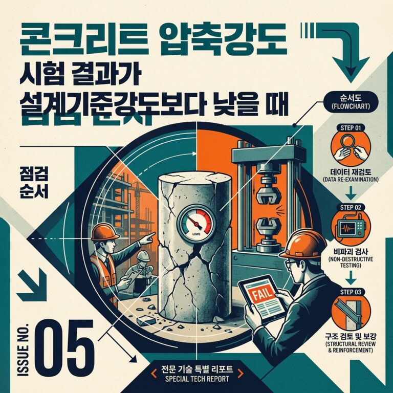 ai thumbnail poster 콘크리트 압축강도 시험 결과가 설계기준강도보다 낮을 때 점검 순서 1788319030
