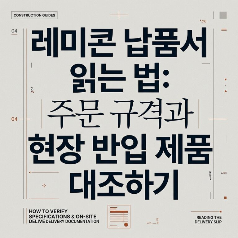ai thumbnail typography 레미콘 납품서 읽는 법 주문 규격과 현장 반입 제품 대조하기 1789625549