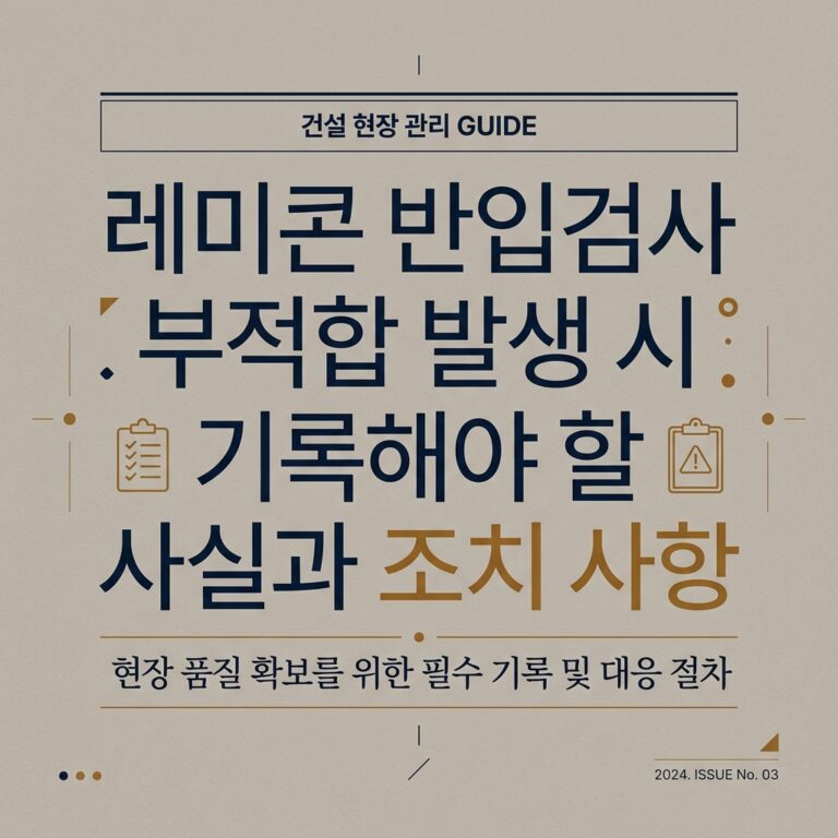 ai thumbnail typography 레미콘 반입검사 부적합 발생 시 기록해야 할 사실과 조치 사항 1789626047