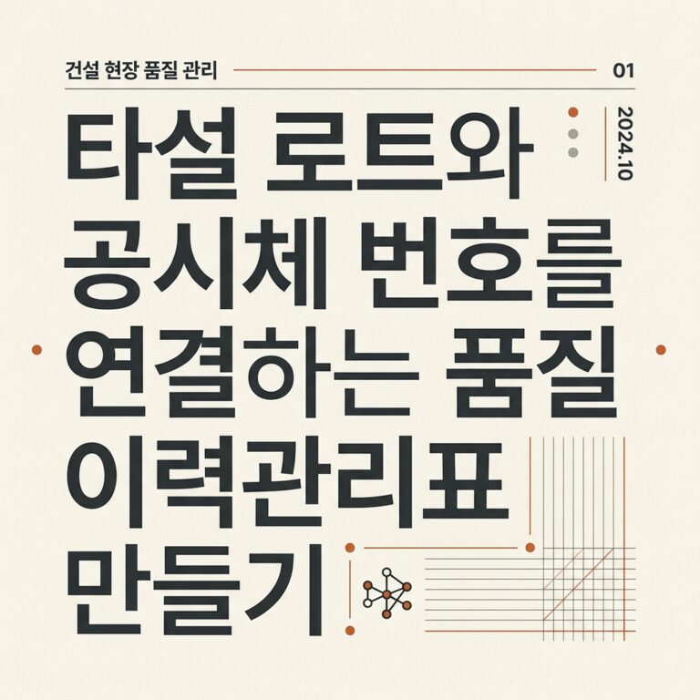 ai thumbnail typography 타설 로트와 공시체 번호를 연결하는 품질 이력관리표 만들기 1789625979