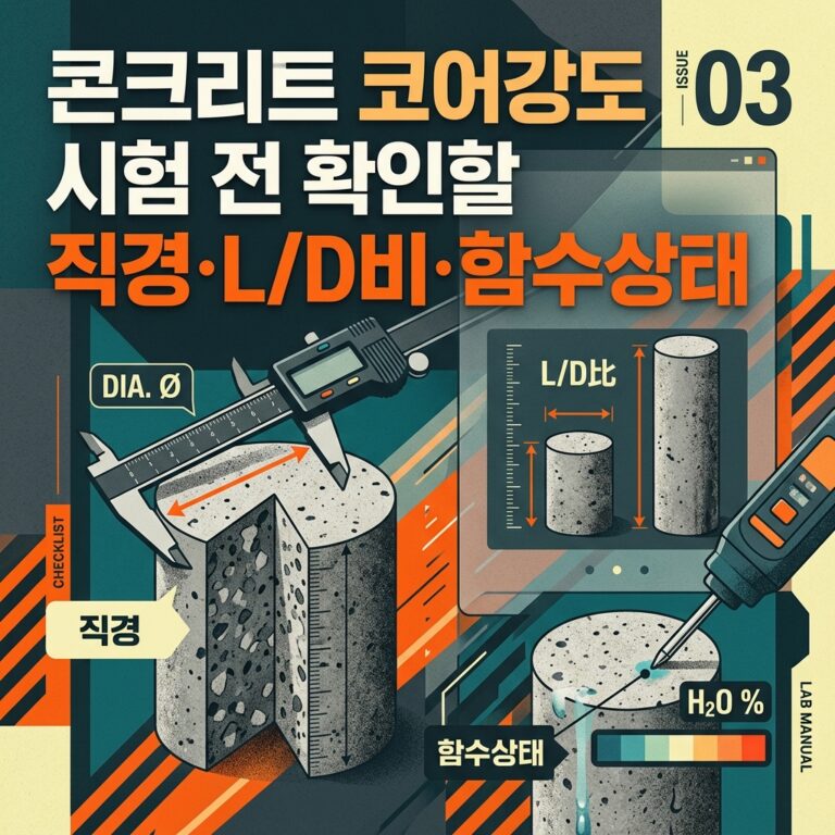 ai thumbnail poster 콘크리트 코어강도 시험 전 확인할 직경·LD비·함수상태 1791782036