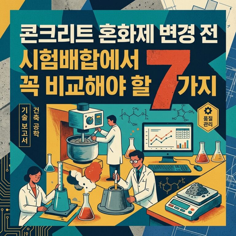 ai thumbnail poster 콘크리트 혼화제 변경 전 시험배합에서 꼭 비교해야 할 7가지 1791876435